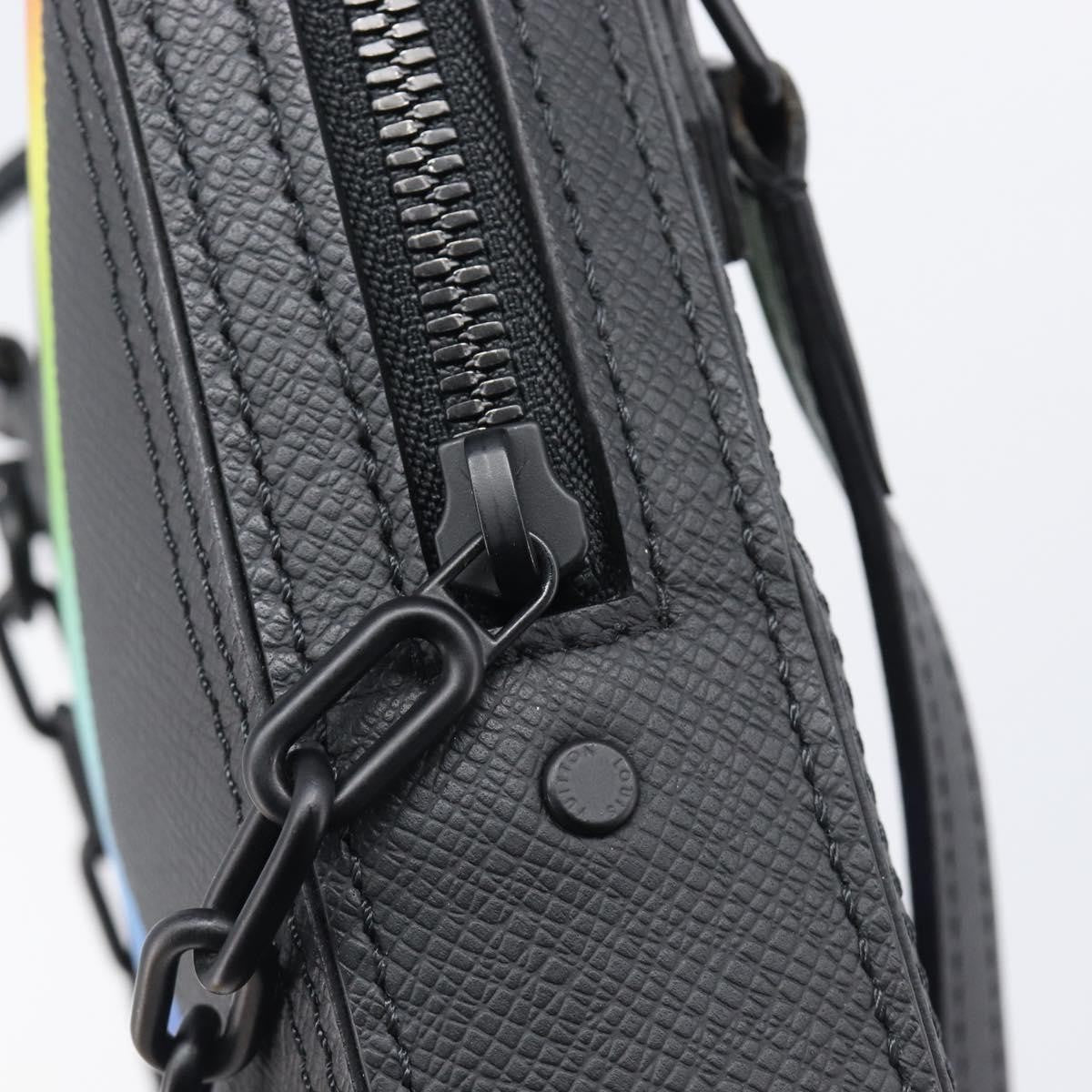 Louis Vuitton Danube Messenger Rainbow Taiga Leather, Black, Leather, Handbag