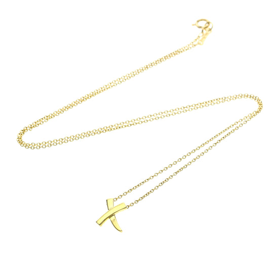 Tiffany & Co. Paloma Picasso Graffiti X Pendant 18K Yellow Gold, Gold, Yellow Gold, Necklace