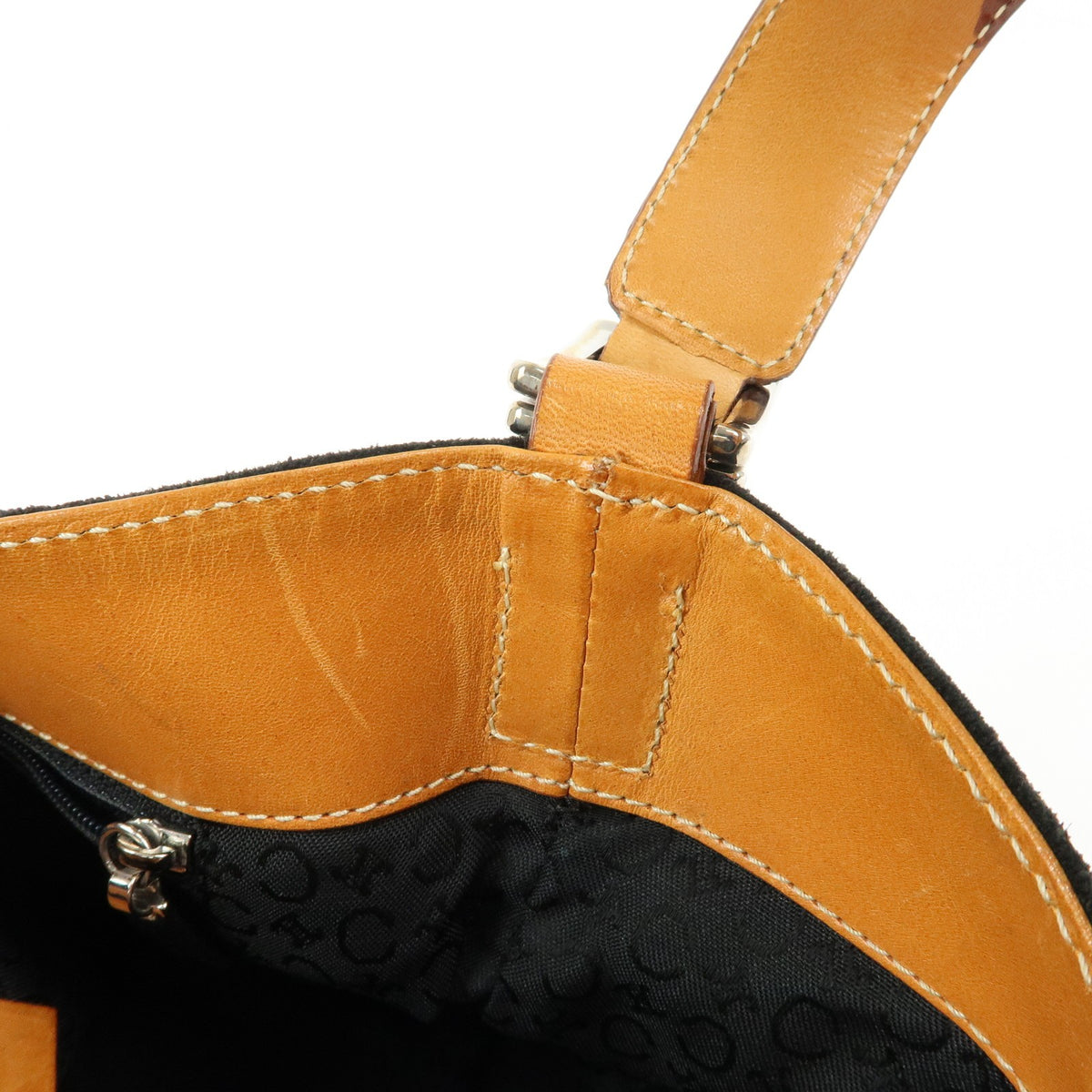 Celine C Macadam Shoulder Suede, Black, Suede, Handbag