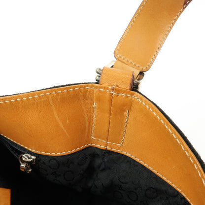 Celine C Macadam Shoulder Suede, Black, Suede, Handbag