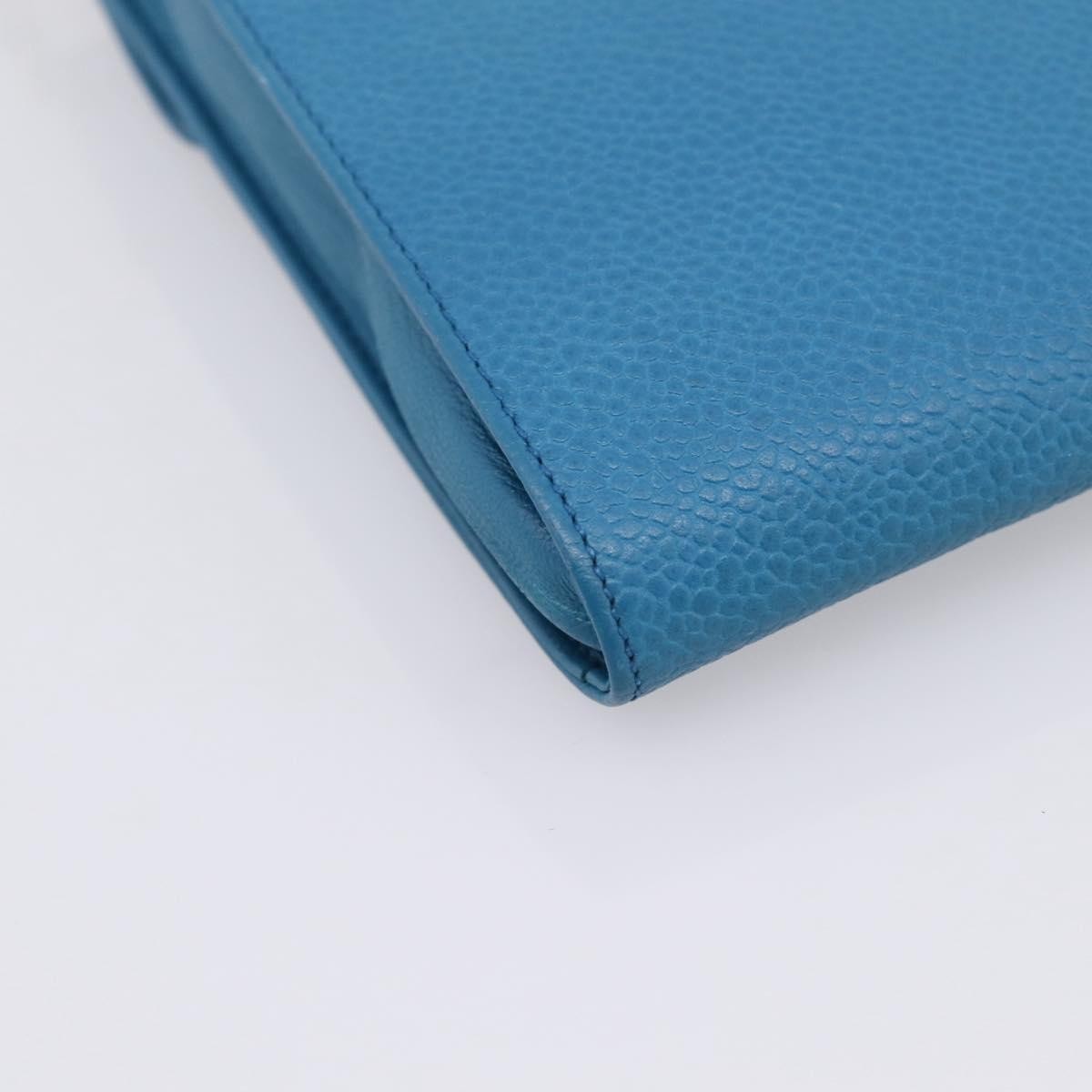Chanel Vintage CC Phone Holder Caviar, Blue, Leather, Clutch