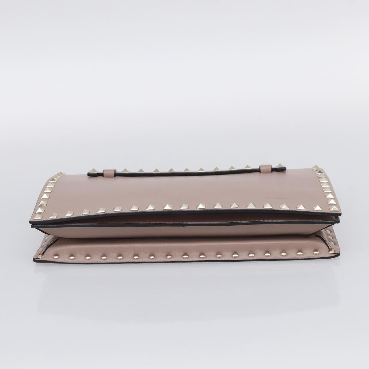 Valentino Garavani Rockstud Flap Clutch Leather, Beige, Leather, Clutch