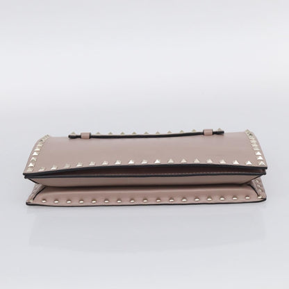 Valentino Garavani Rockstud Flap Clutch Leather, Beige, Leather, Clutch