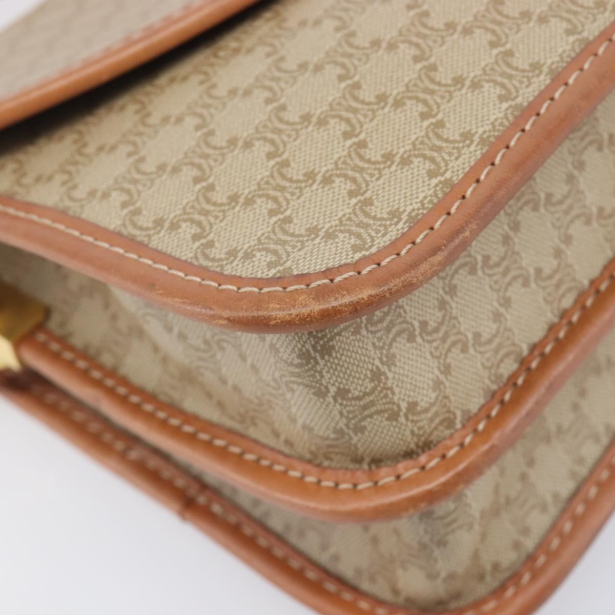 Celine Macadam Shoulder Canvas, Beige, Canvas, Crossbody Bag