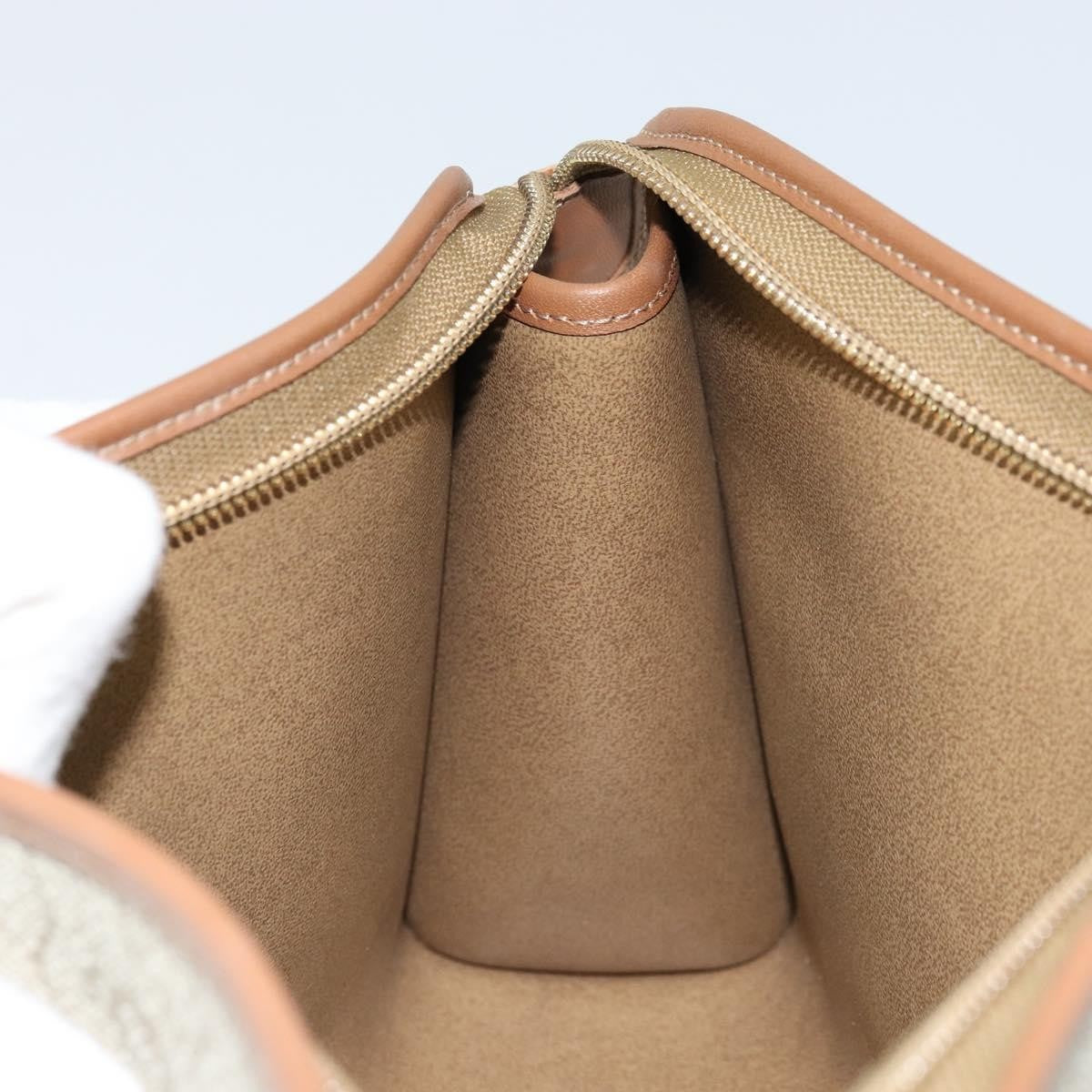 Christian Dior Vintage Honeycomb Zip Canvas and Leather, Beige, Canvas, Clutch