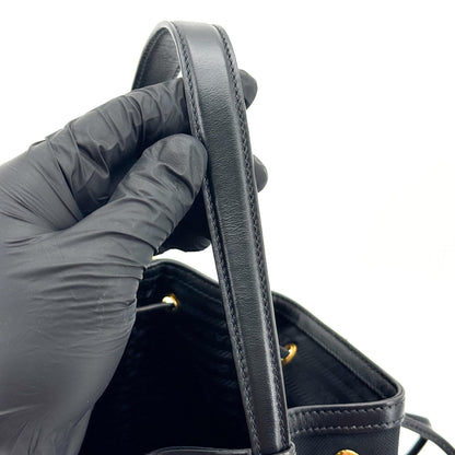 Prada Duet Drawstring Bucket Tessuto, Black, Canvas, Handbag