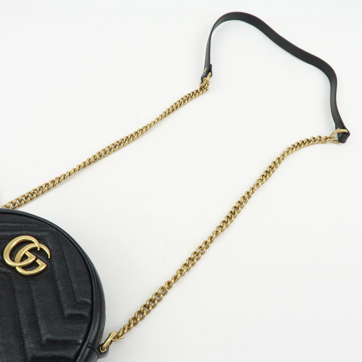 Gucci GG Marmont Round Matelasse Leather, Black, Leather, Shoulder Bag