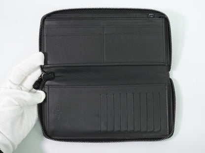 Louis Vuitton Zippy Monogram Shadow Leather, Black, Leather, Wallet