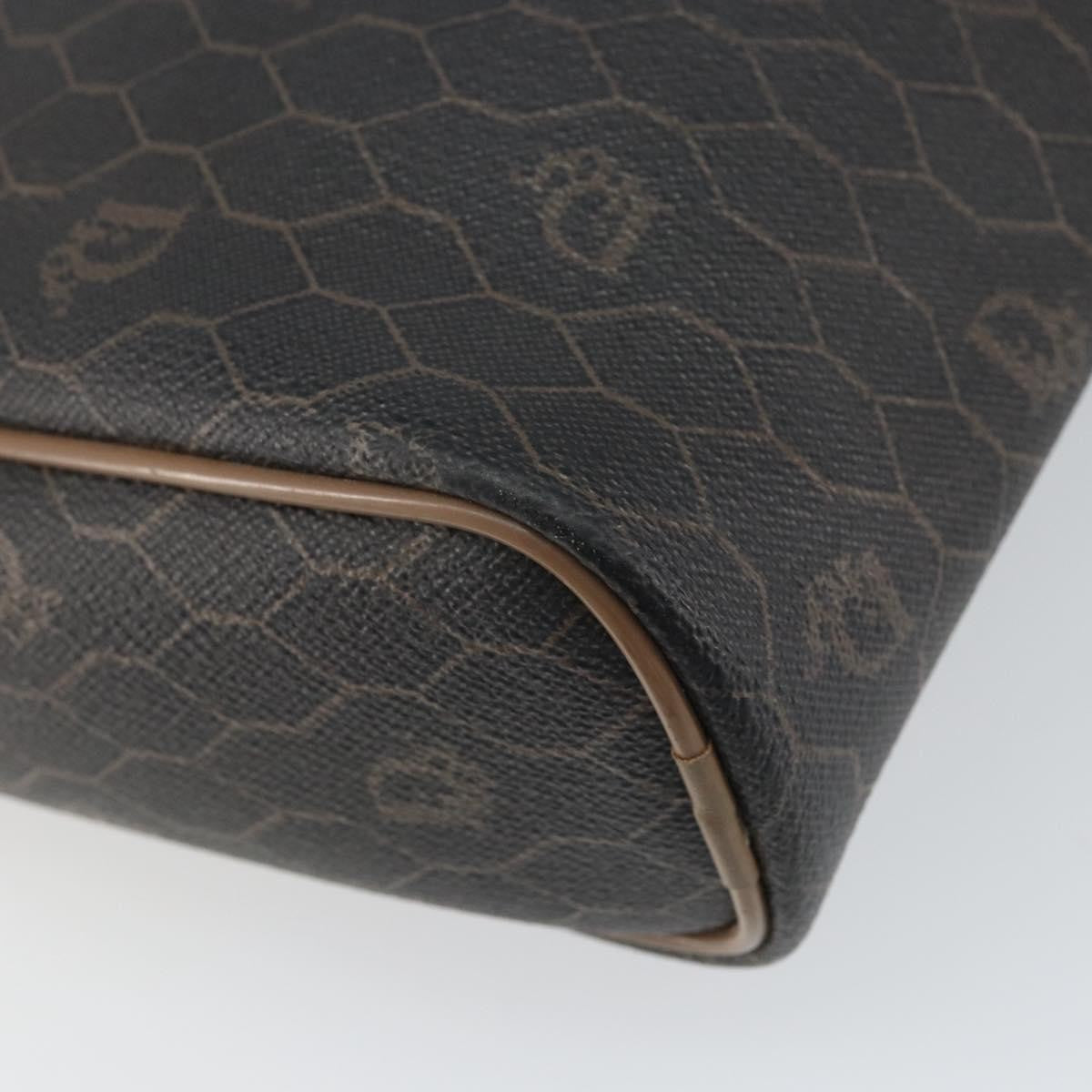 Christian Dior Vintage Honeycomb Zip Canvas and Leather, Black, Canvas, Clutch