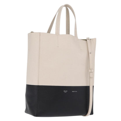 Celine Vertical Bi-Cabas Leather, Black, Leather, Tote Bag