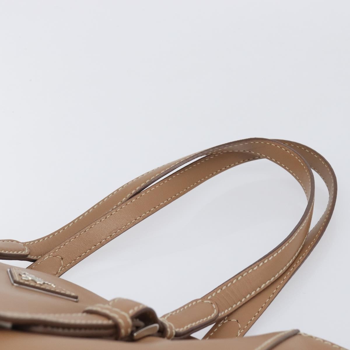 Prada Covered Strap Open City Calfskin, Beige, Leather, Tote Bag