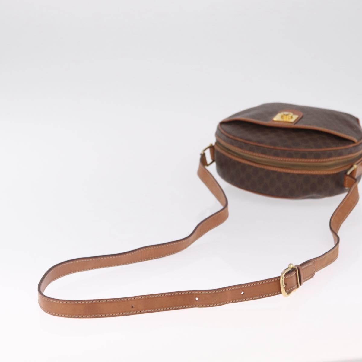 Celine Macadam Shoulder Leather, Brown, Canvas, Crossbody Bag
