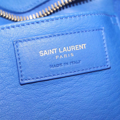 Saint Laurent Monogram Cabas Leather, Blue, Leather, Tote Bag