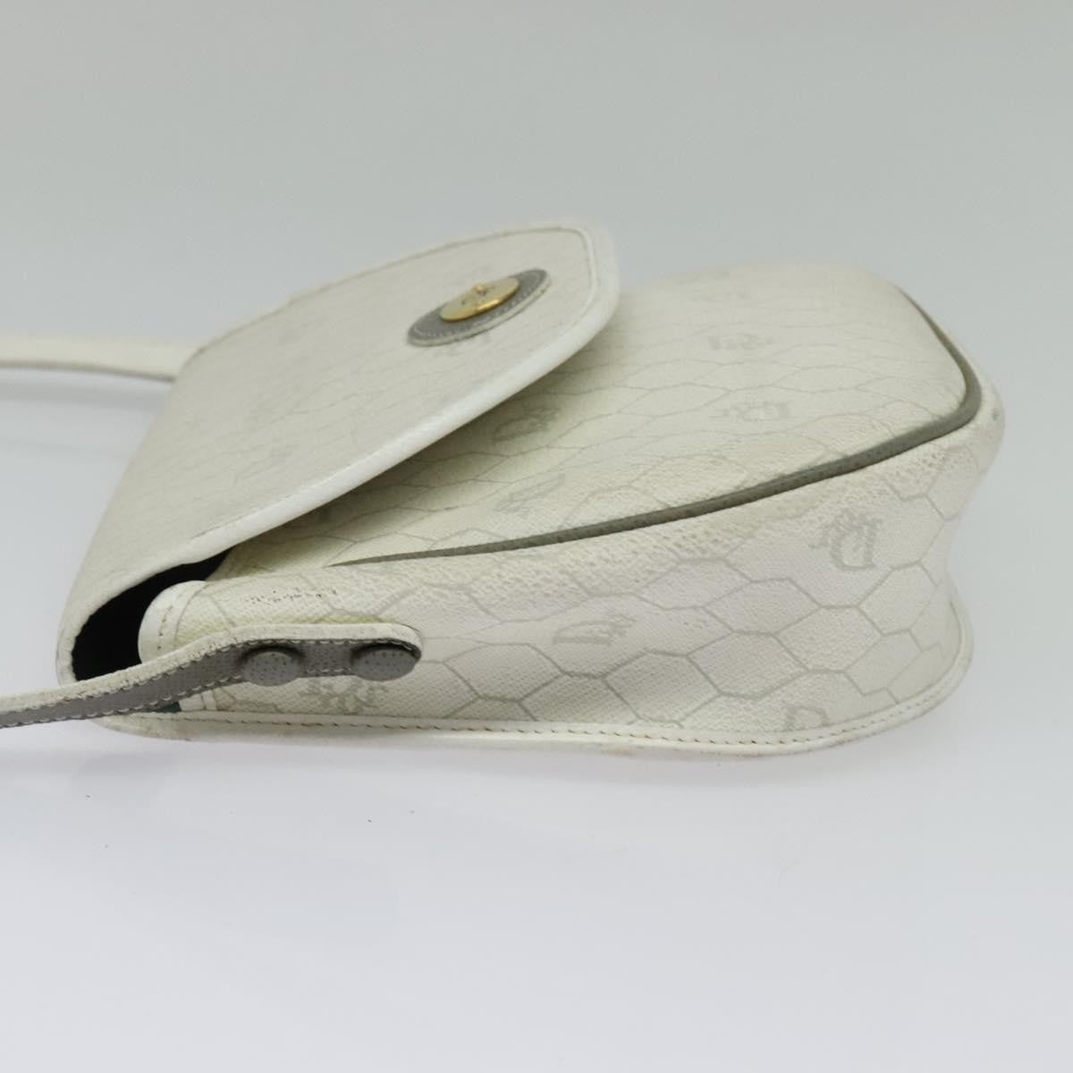 Christian Dior Vintage Honeycomb Flap Coated Canvas, White, Canvas, Wallet