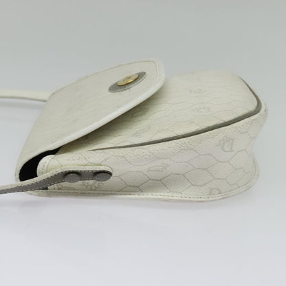 Christian Dior Vintage Honeycomb Flap Coated Canvas, White, Canvas, Wallet