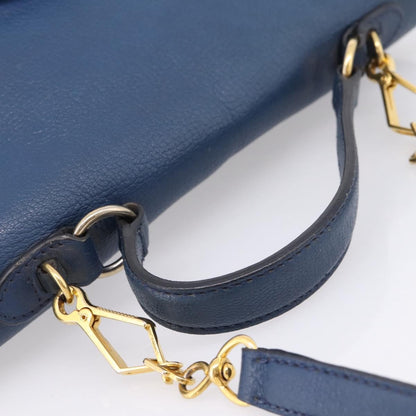 Miu Miu Madras Top Handle Leather, Navy, Leather, Handbag