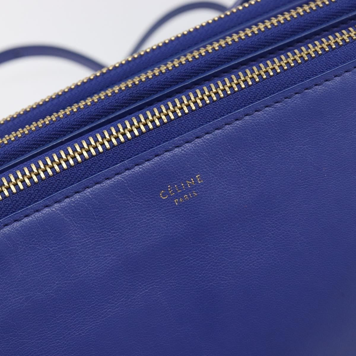 Celine Trio Leather, Blue, Leather, Shoulder Bag