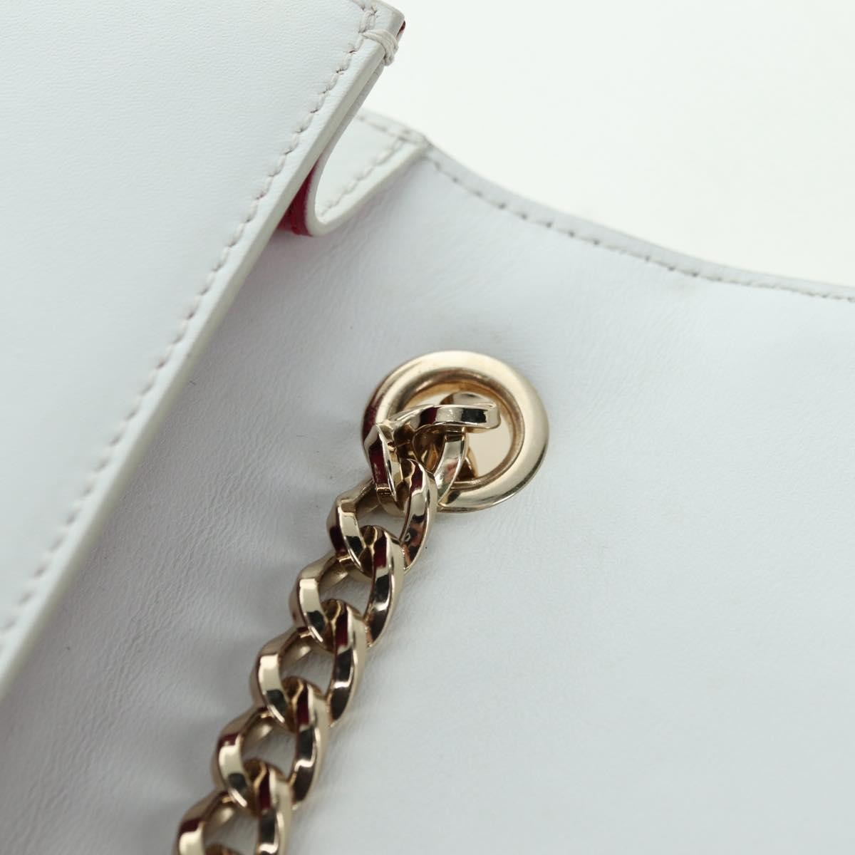 Salvatore Ferragamo Vala Chain Leather, White, Leather, Shoulder Bag