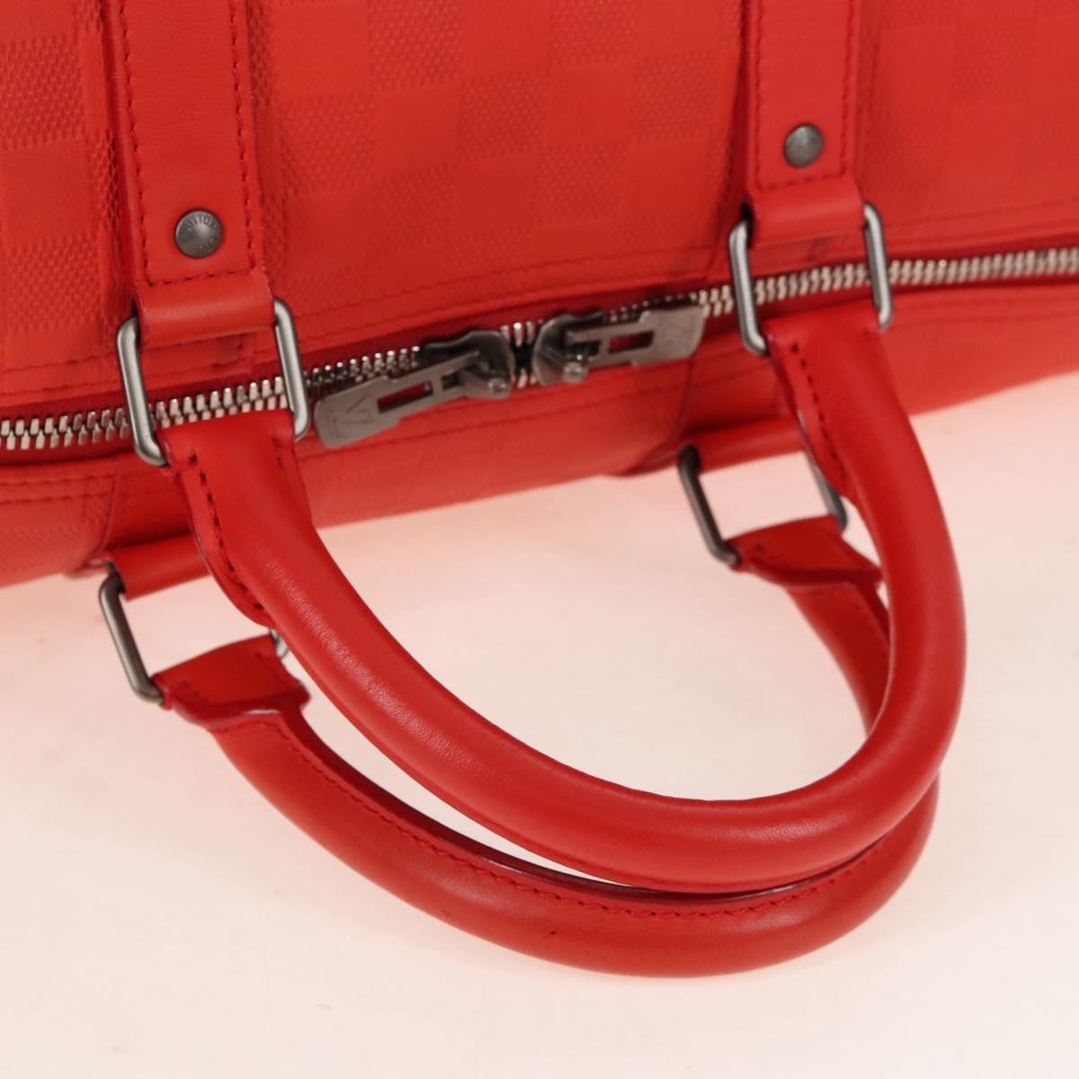 Louis Vuitton Keepall Bandouliere Damier Infini Leather, Red, Leather, Travel Bag