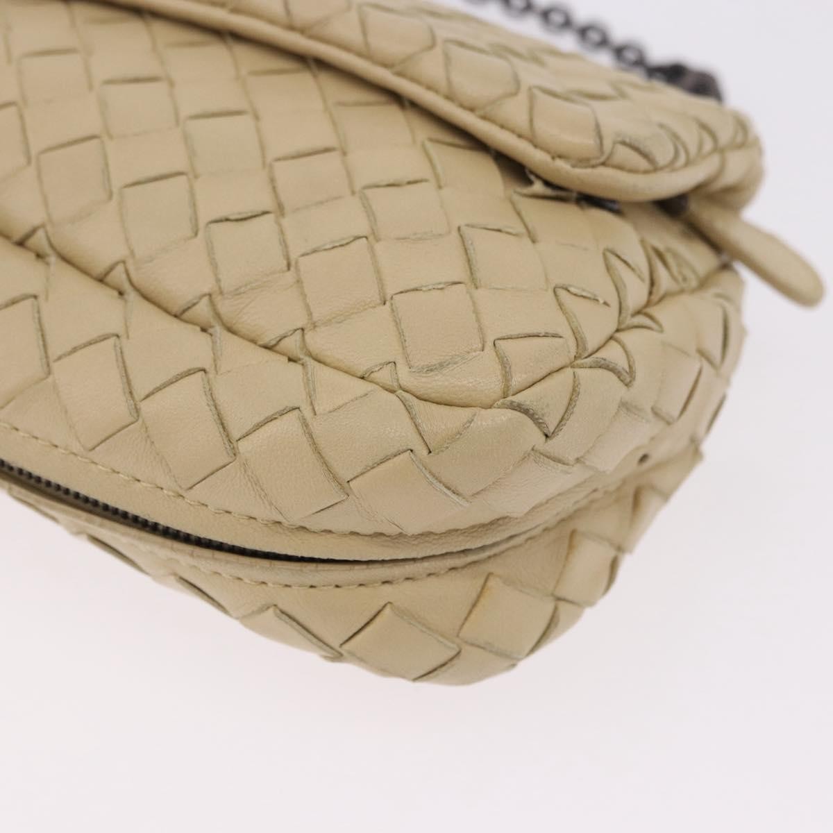 Bottega Veneta Intrecciato Shoulder Leather, Beige, Leather, Shoulder Bag