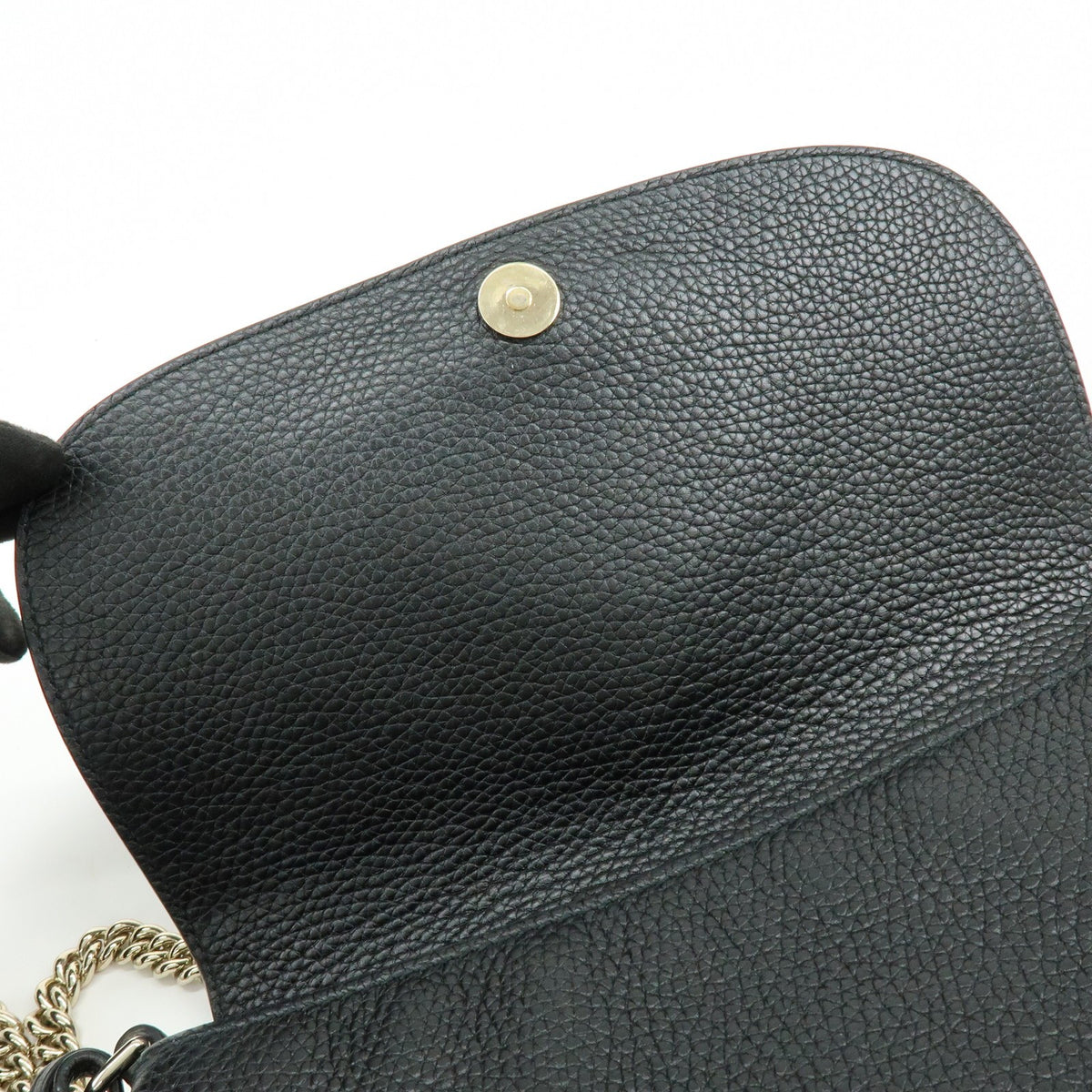 Gucci Soho Chain Leather, Black, Calfskin, Crossbody Bag