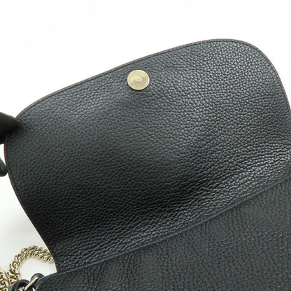 Gucci Soho Chain Leather, Black, Calfskin, Crossbody Bag