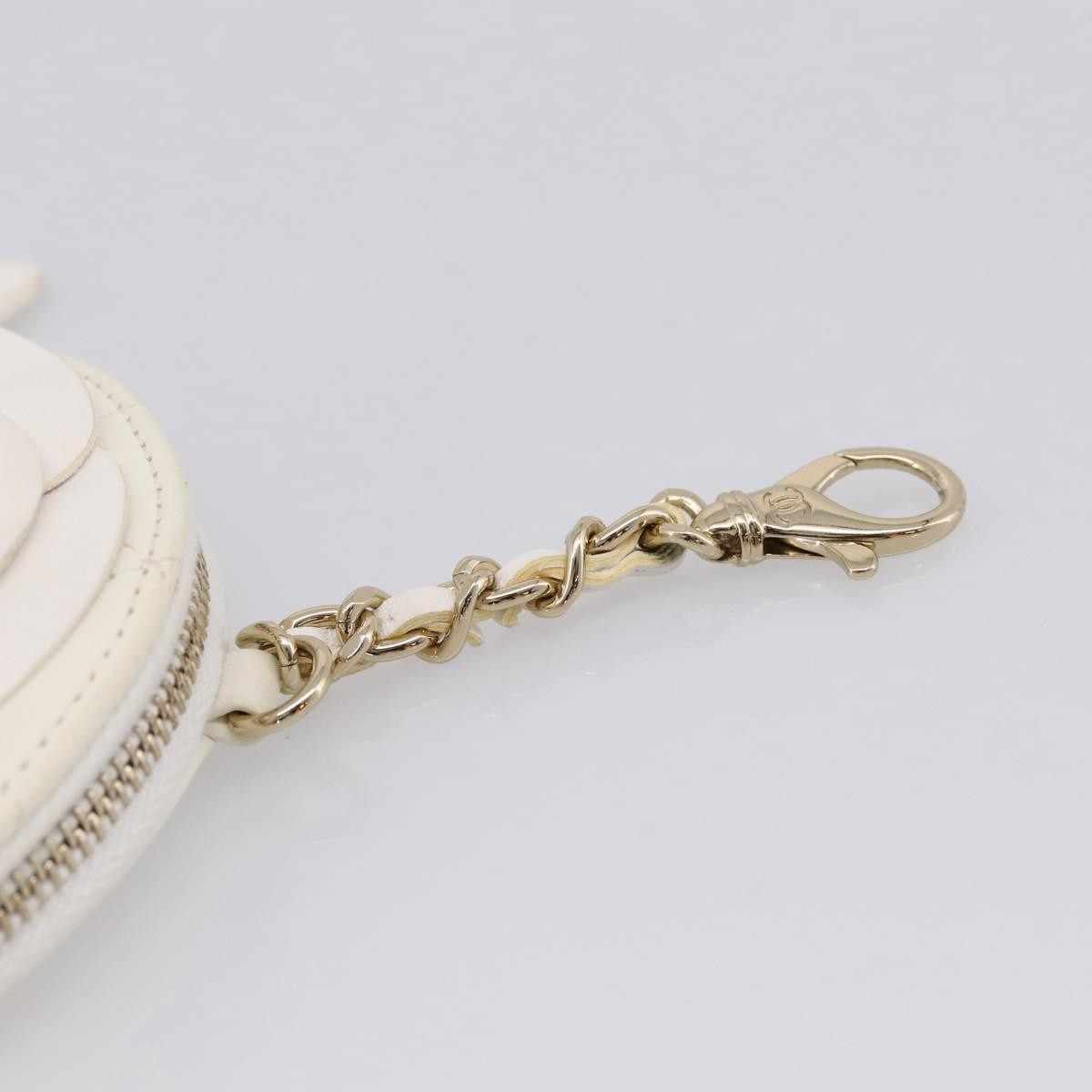 Chanel Camellia Round Clutch with Chain Lambskin, White, Leather, Clutch