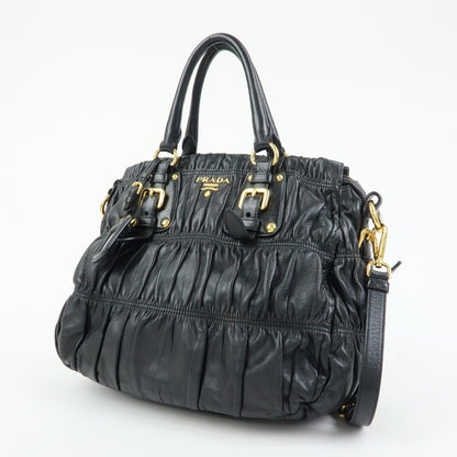 Prada Gaufre Convertible Nappa Leather, Black, Leather, Tote Bag