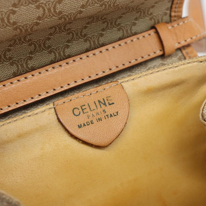 Celine Vintage Macadam Canvas and Leather, Beige, Canvas, Shoulder Bag