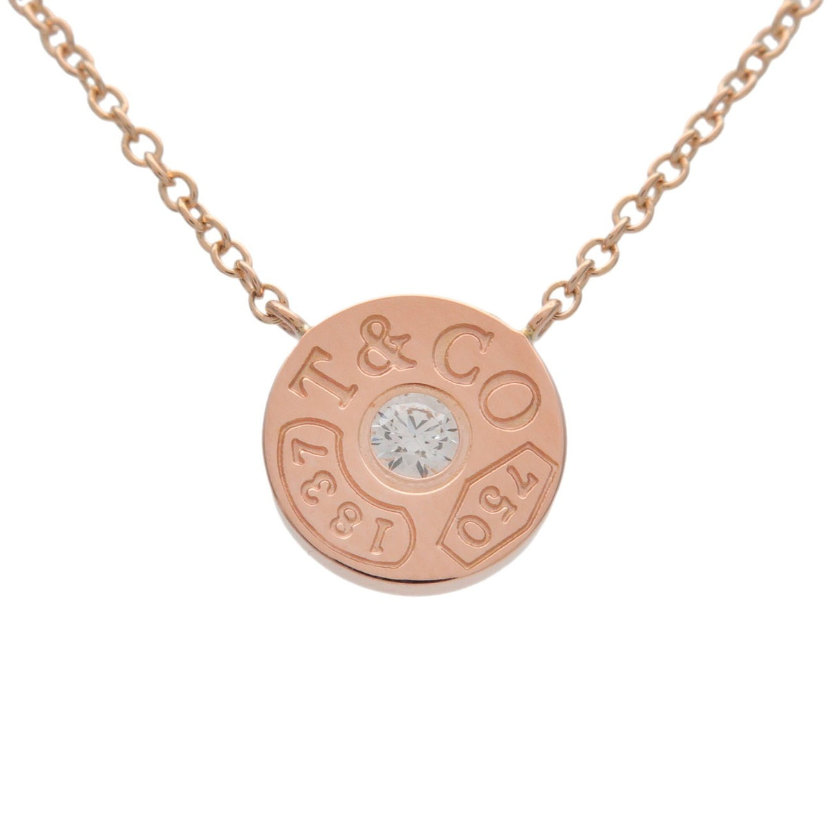Tiffany & Co. 1837 Circle Pendant 18K Rose Gold with Diamond, Gold, Rose Gold, Necklace