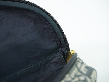 Christian Dior Saddle Zip Diorissimo Canvas, Navy, Canvas, Clutch