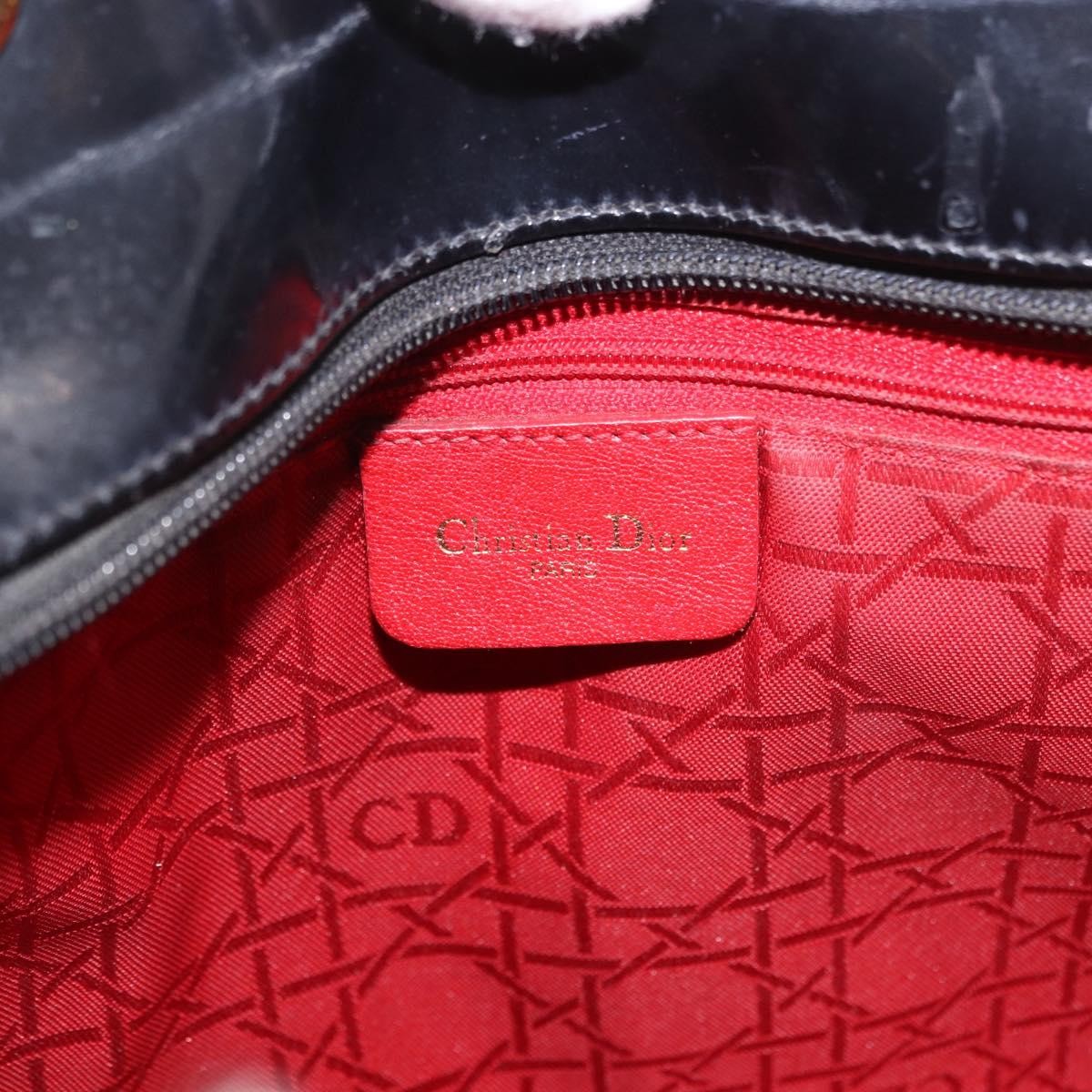 Christian Dior Vintage Lady Dior Patent, Black, Patent Leather, Handbag