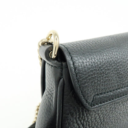 Gucci Soho Chain Leather, Black, Calfskin, Crossbody Bag
