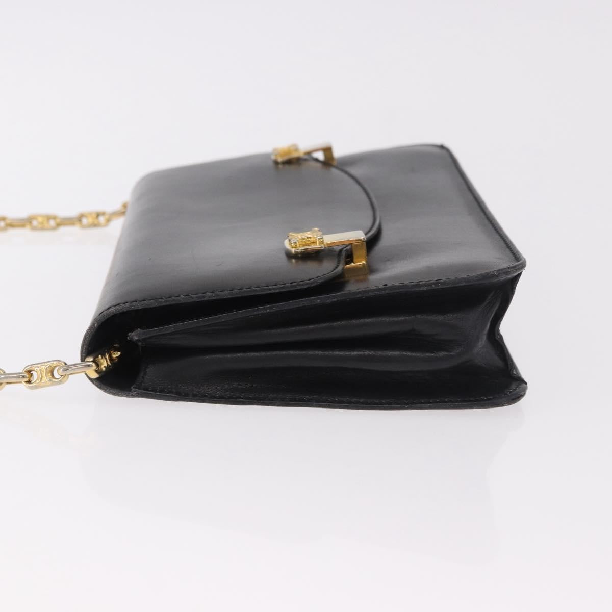 Celine Shoulder Leather, Black, Leather, Shoulder Bag