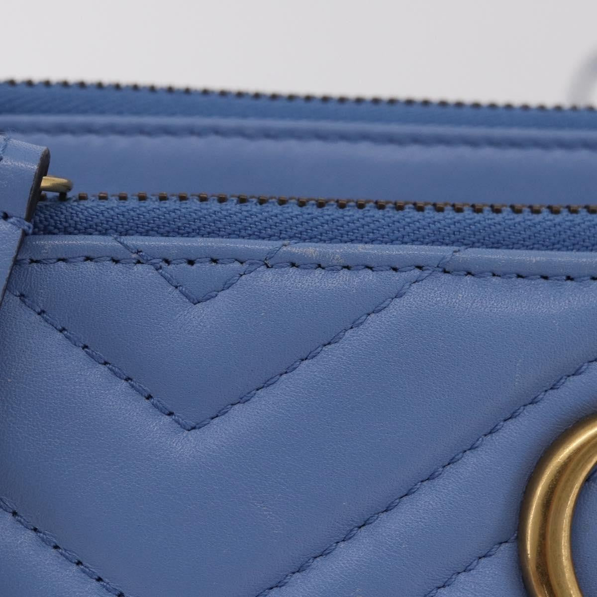 Gucci GG Marmont Double Matelasse Leather, Blue, Leather, Crossbody Bag