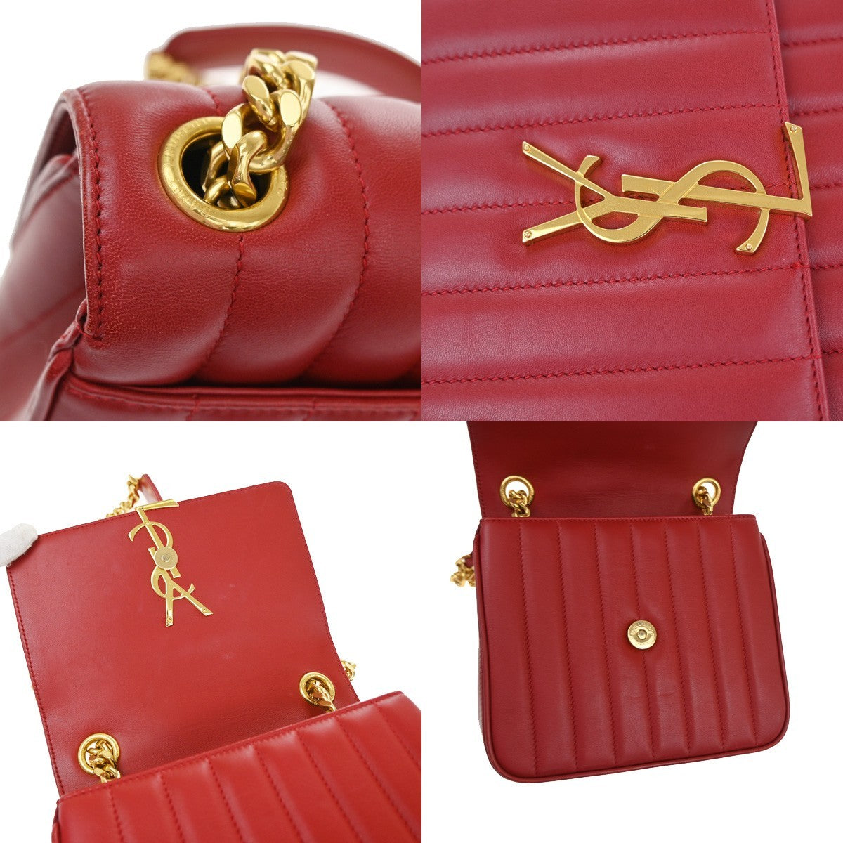 Saint Laurent Vicky Vertical Quilted Leather, Red, Leather, Crossbody Bag