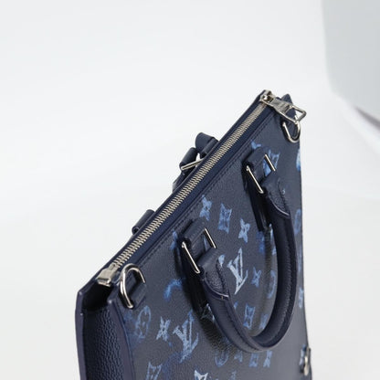 Louis Vuitton Sac Plat Zipped Limited Edition Monogram Ink Watercolor Leather, Blue, Canvas, Handbag