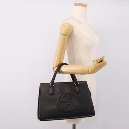 Gucci Soho Convertible Top Handle Satchel Leather, Black, Leather, Handbag