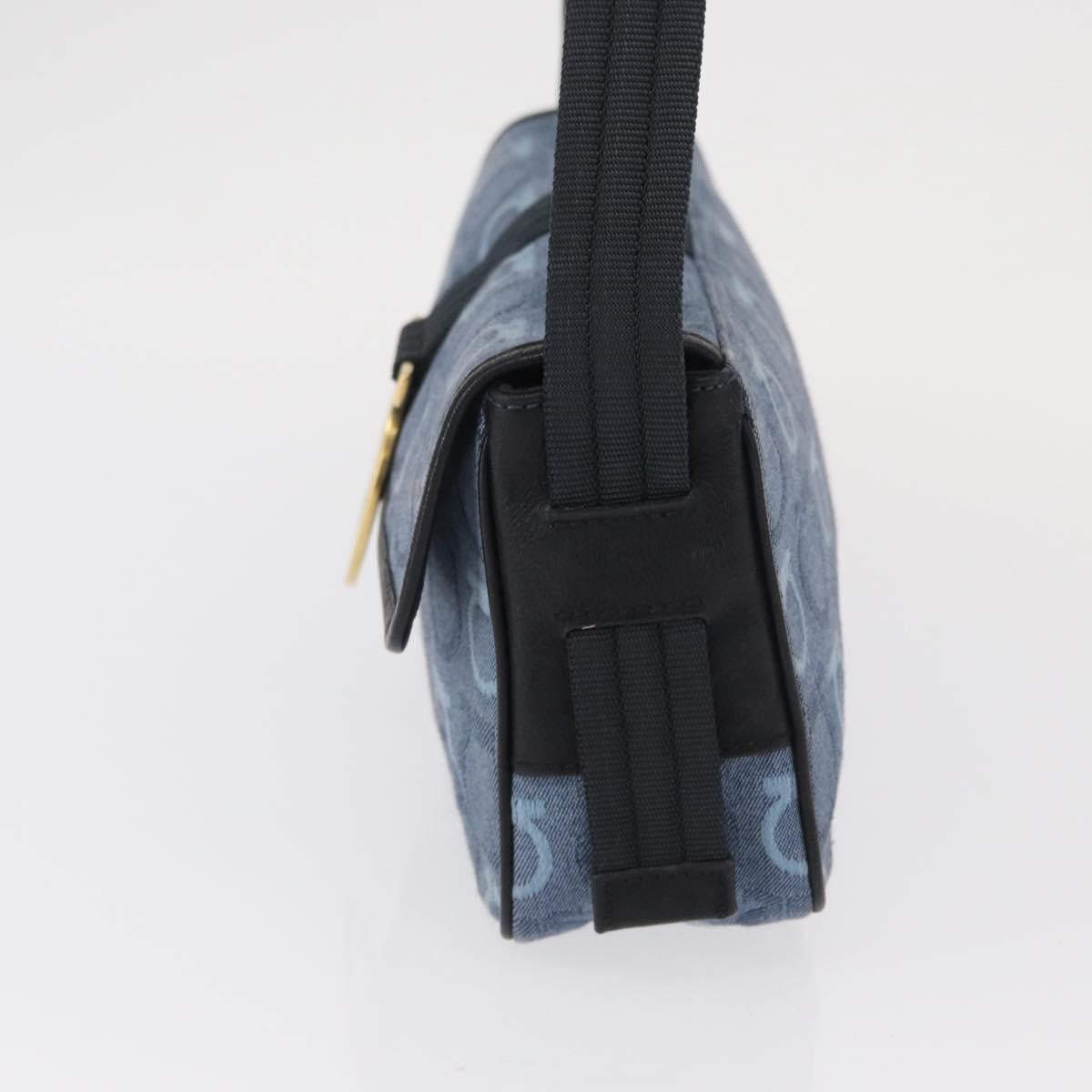 Salvatore Ferragamo Gancini Canvas, Navy, Canvas, Shoulder Bag