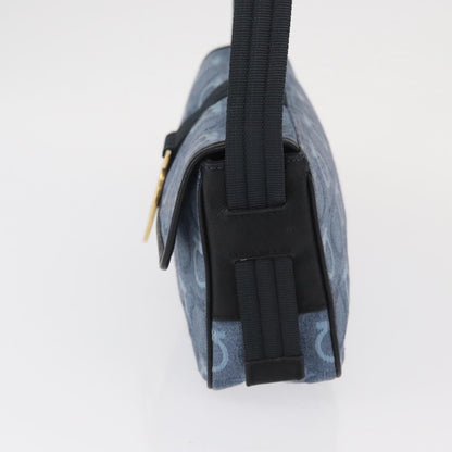 Salvatore Ferragamo Gancini Canvas, Navy, Canvas, Shoulder Bag