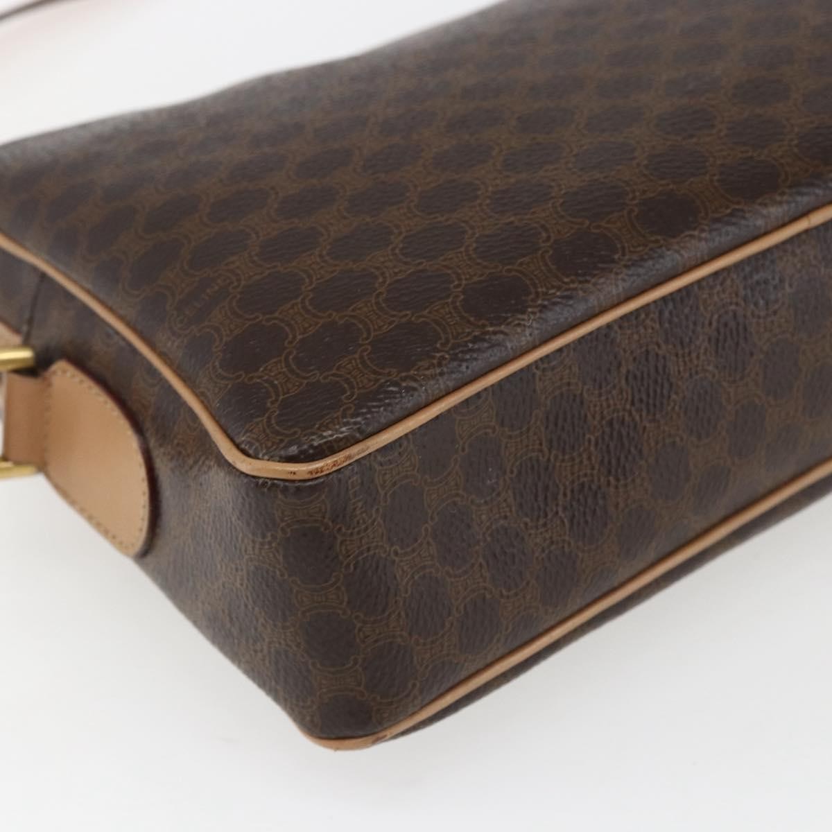 Celine Vintage Macadam Canvas and Leather, Brown, Canvas, Shoulder Bag