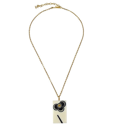 Chanel Vintage CC Rectangular Pendant Metal and Resin, Gold, Gold Plated, Necklace