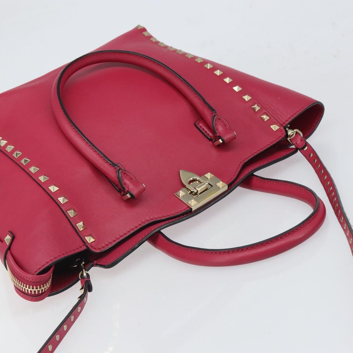 Valentino Garavani Rockstud Tote Rigid Leather, Pink, Leather, Tote Bag