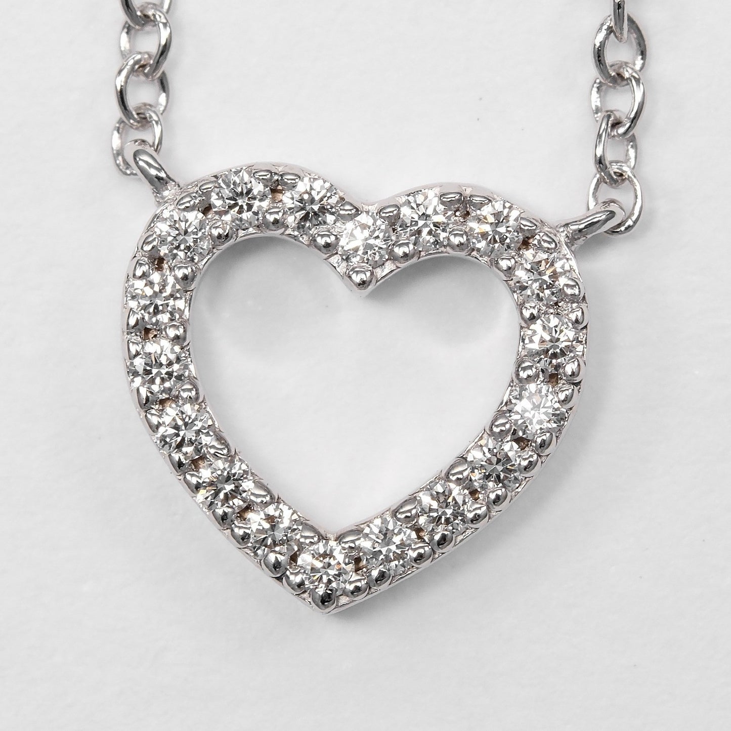 Tiffany & Co. Metro Heart Pendant 18K White Gold and Diamonds, Silver, White Gold, Necklace