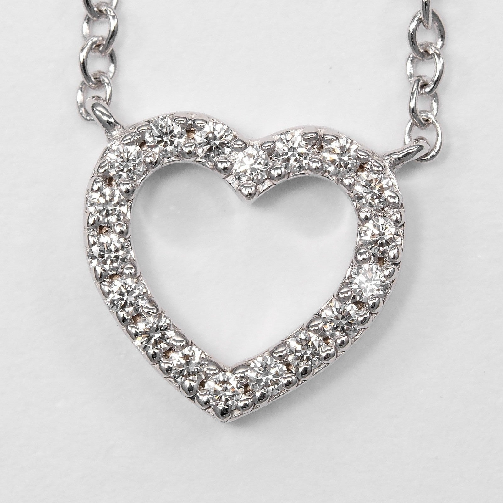 Tiffany & Co. Metro Heart Pendant 18K White Gold and Diamonds, Silver, White Gold, Necklace