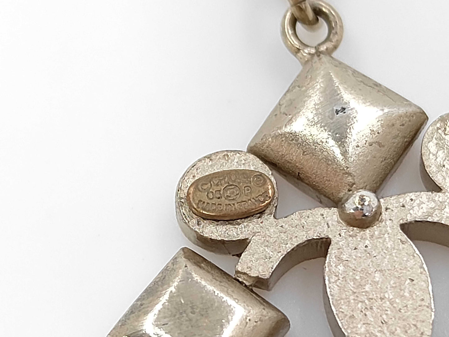 Chanel CC No. 5 Pendant Necklace Metal with Resin, Gold, Gold, Necklace