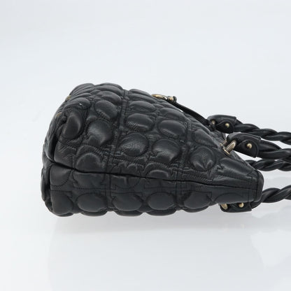 Salvatore Ferragamo Gancini Leather, Black, Leather, Handbag
