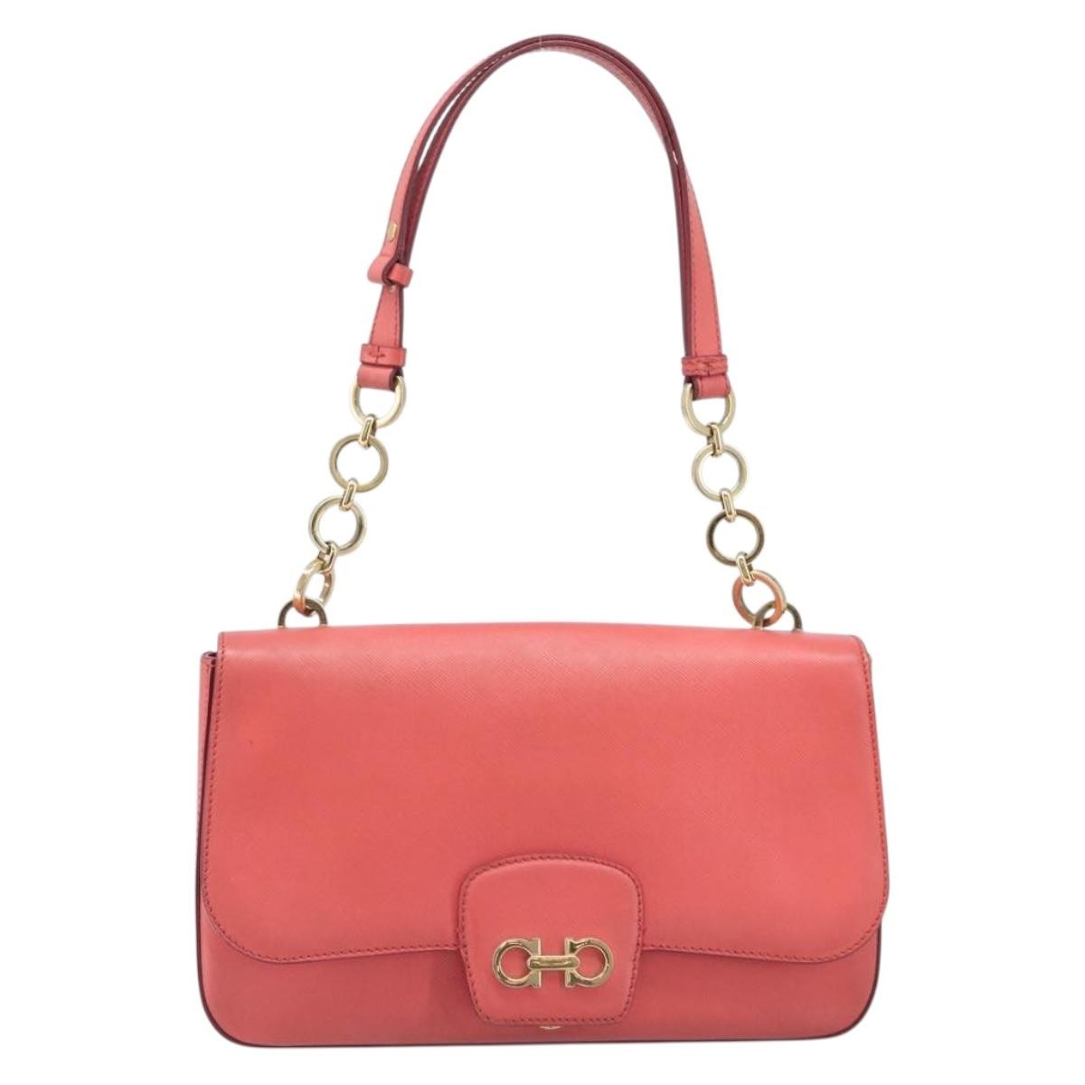 Salvatore Ferragamo Gancini Leather, Pink, Leather, Shoulder Bag