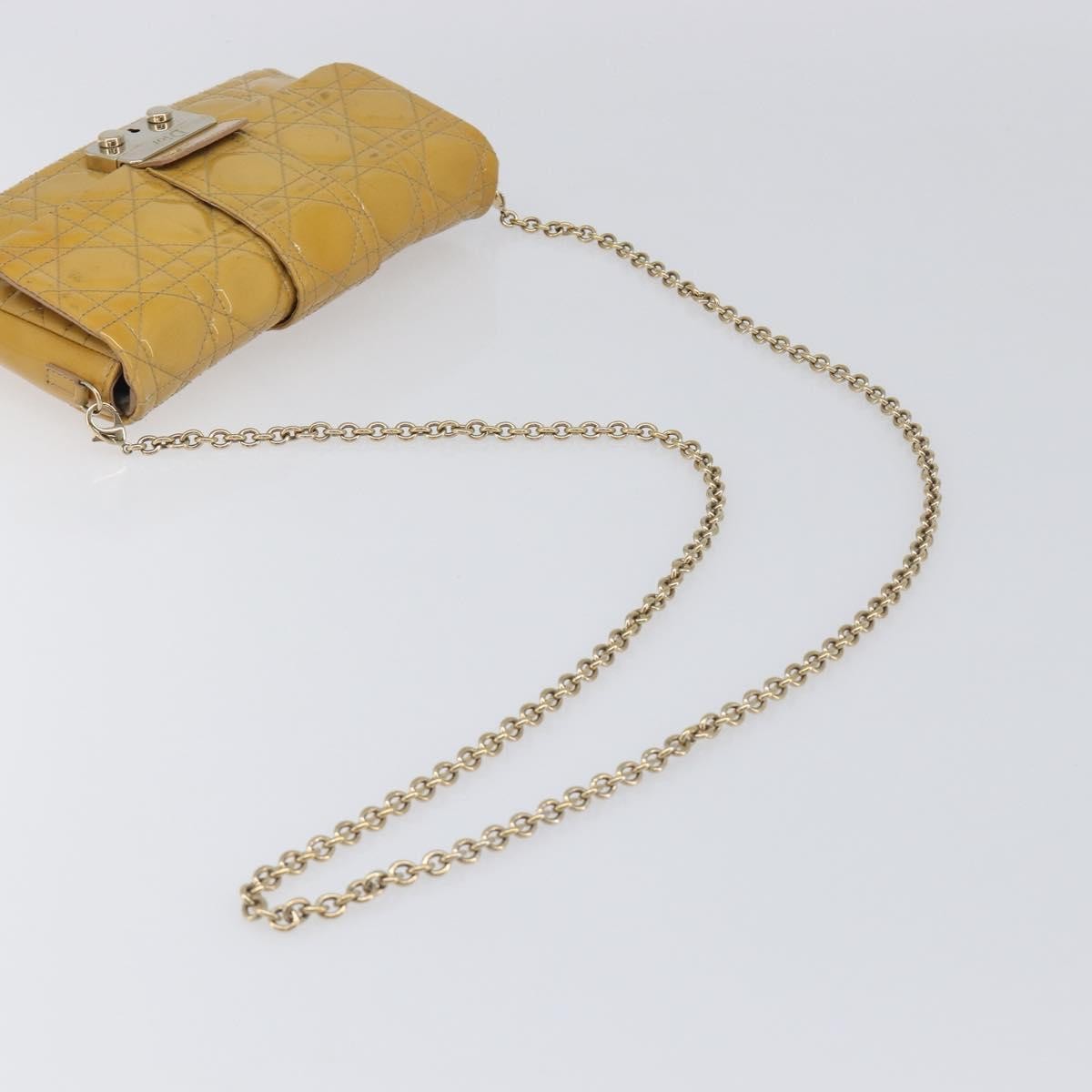 Christian Dior New Lock Cannage Quilt Patent, Yellow, Patent Leather, Clutch