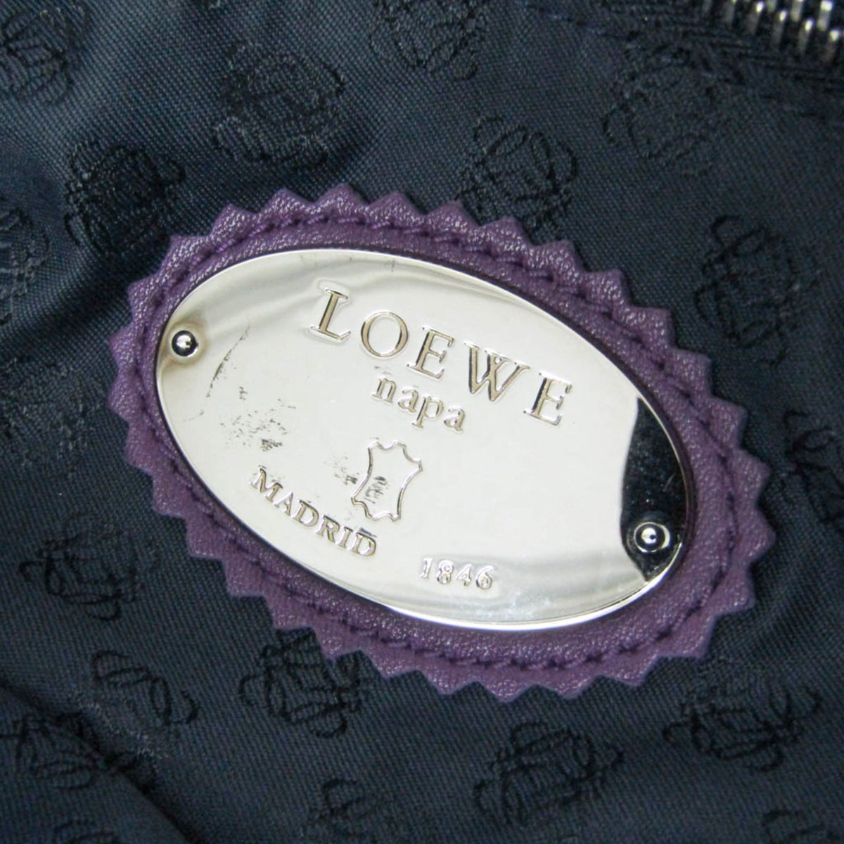 Loewe Anagram Leather, Purple, Leather, Tote Bag